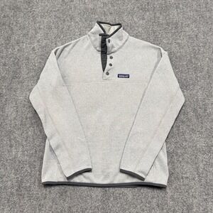 Patagonia Sweatshirt Men's Medium 1/4‎ Button Up Pullover Outdoor Gray